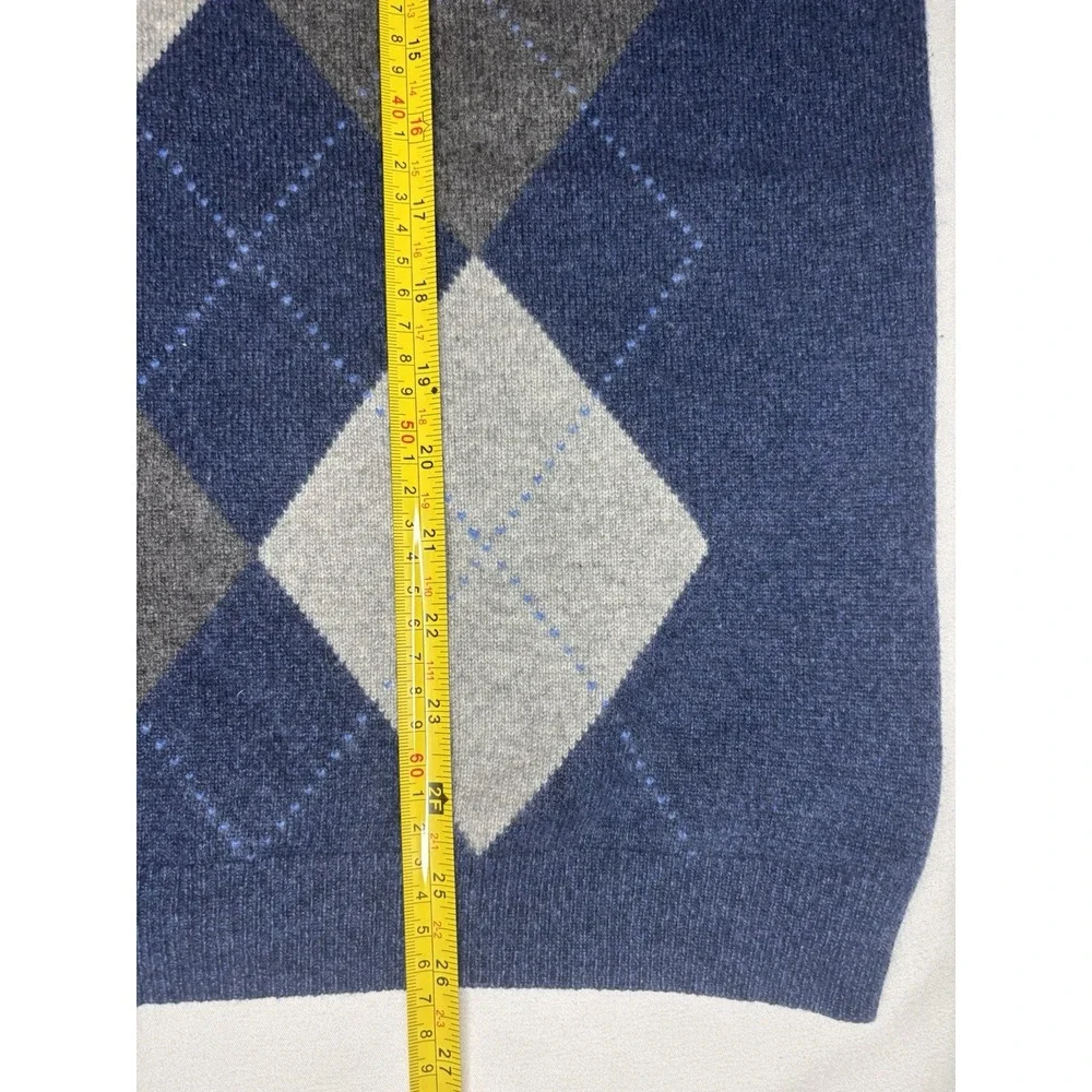 Vintage Davis & Squire 100% 2 Ply Cashmere Crewneck Sweater Men's Large Argyle